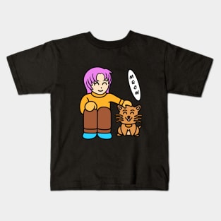 Kawaii girl with cute cat Kids T-Shirt